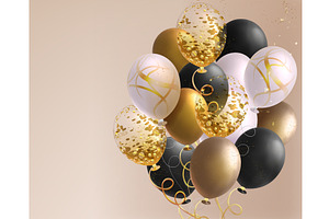 Black white balloon bunch with, an Object Illustration by art PVP - market