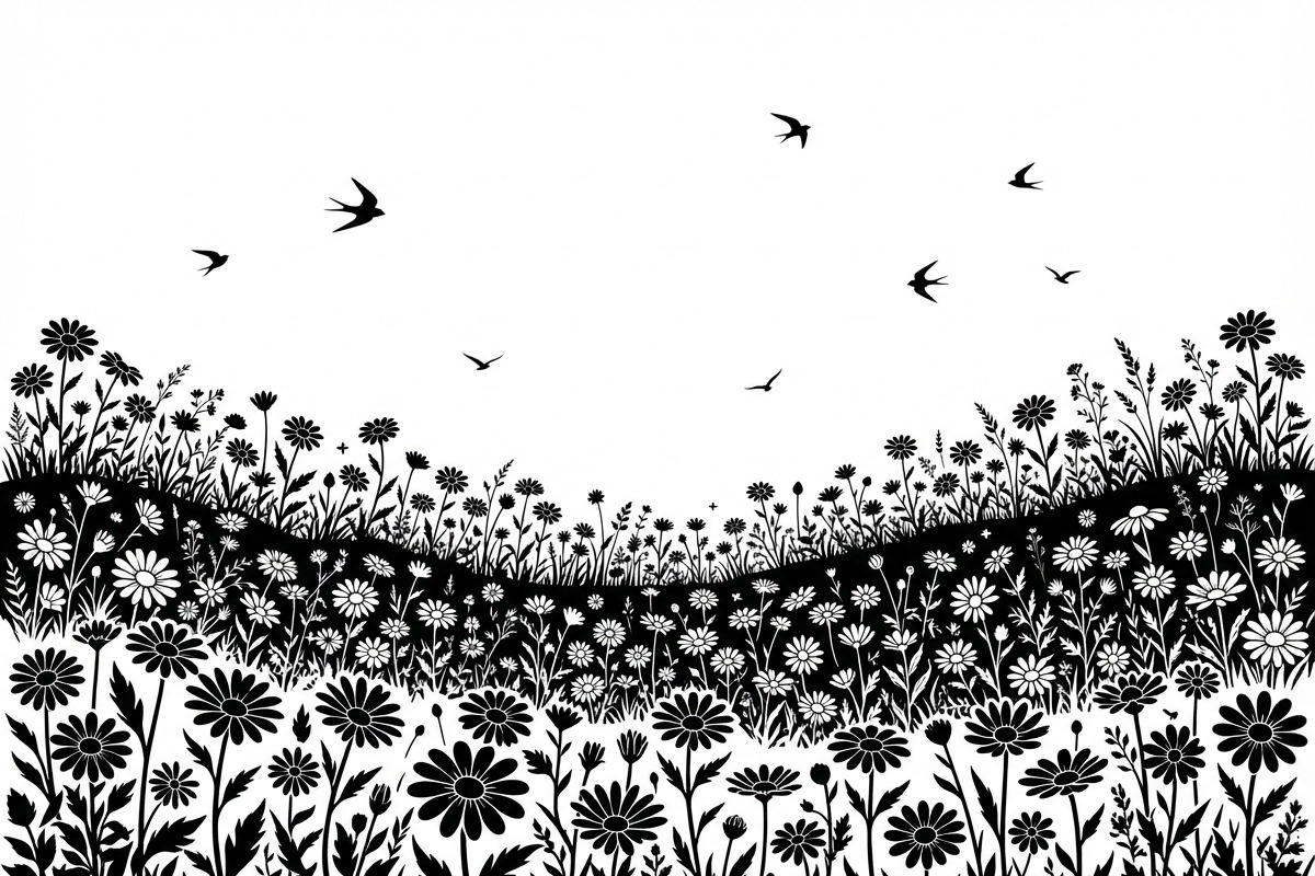 60 Daisy Flower Field Silhouette, a Seasonal Illustration by Amazin_art (Photo 25 of 36)