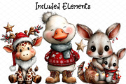 Cute Animals Christmas Clipart, an Illustration by cherrydesign (Thumbnail 2 of 4)
