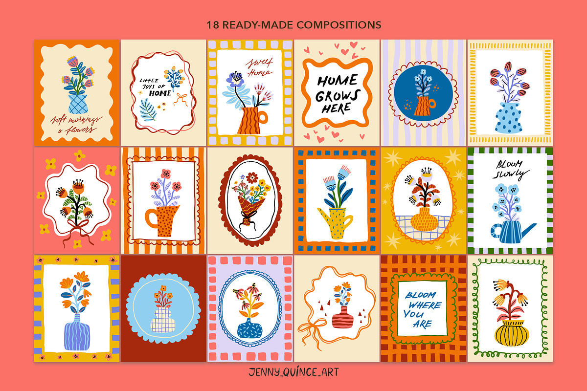 Dopamine Flowers – Vector Design Kit, a Decorative Illustration by Jenny Quince (Photo 11 of 15)