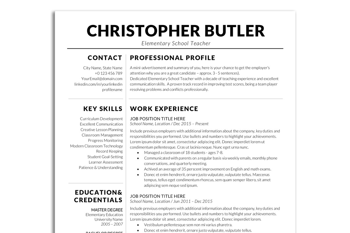 Modern Teacher Resume Template Word, a Resume Template by BestResumes.Co (Photo 7 of 8)
