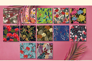 12JPG/EPS Tropical floral pattern