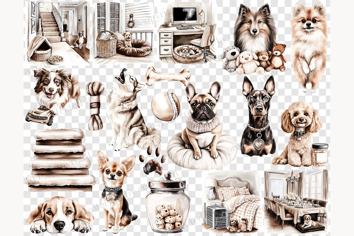 Dog Mom Clipart Set | 50 Dog Breeds, a Person Illustration by GlamArtZhanna (Photo 7 of 8)