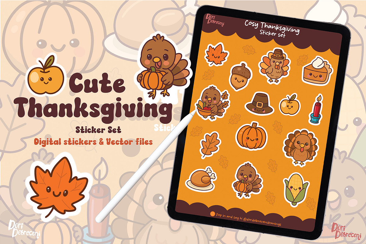 Cosy Thanksgiving Sticker Set, a Graphic by Dori Debreceni draws (Photo 3 of 4)
