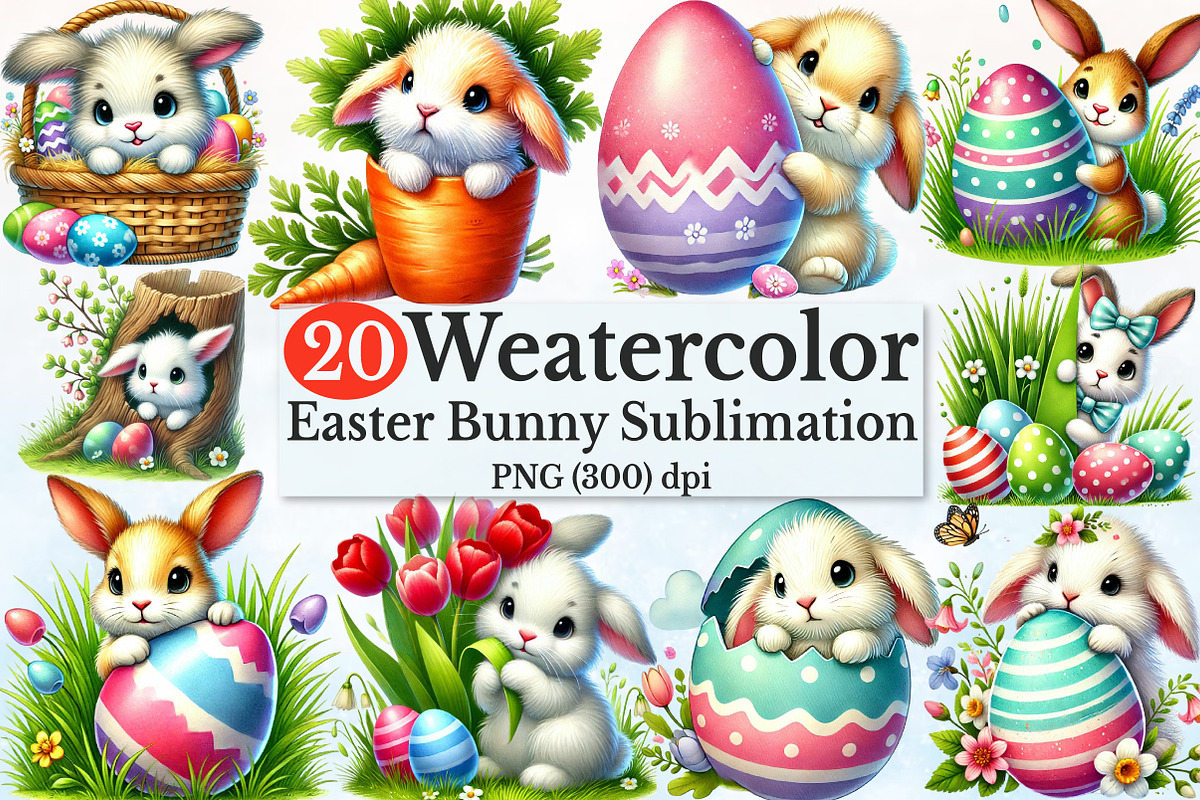 Easter Day Peeking Bunny Sublimation, a Seasonal Illustration by Rose Art (Photo 1 of 4)