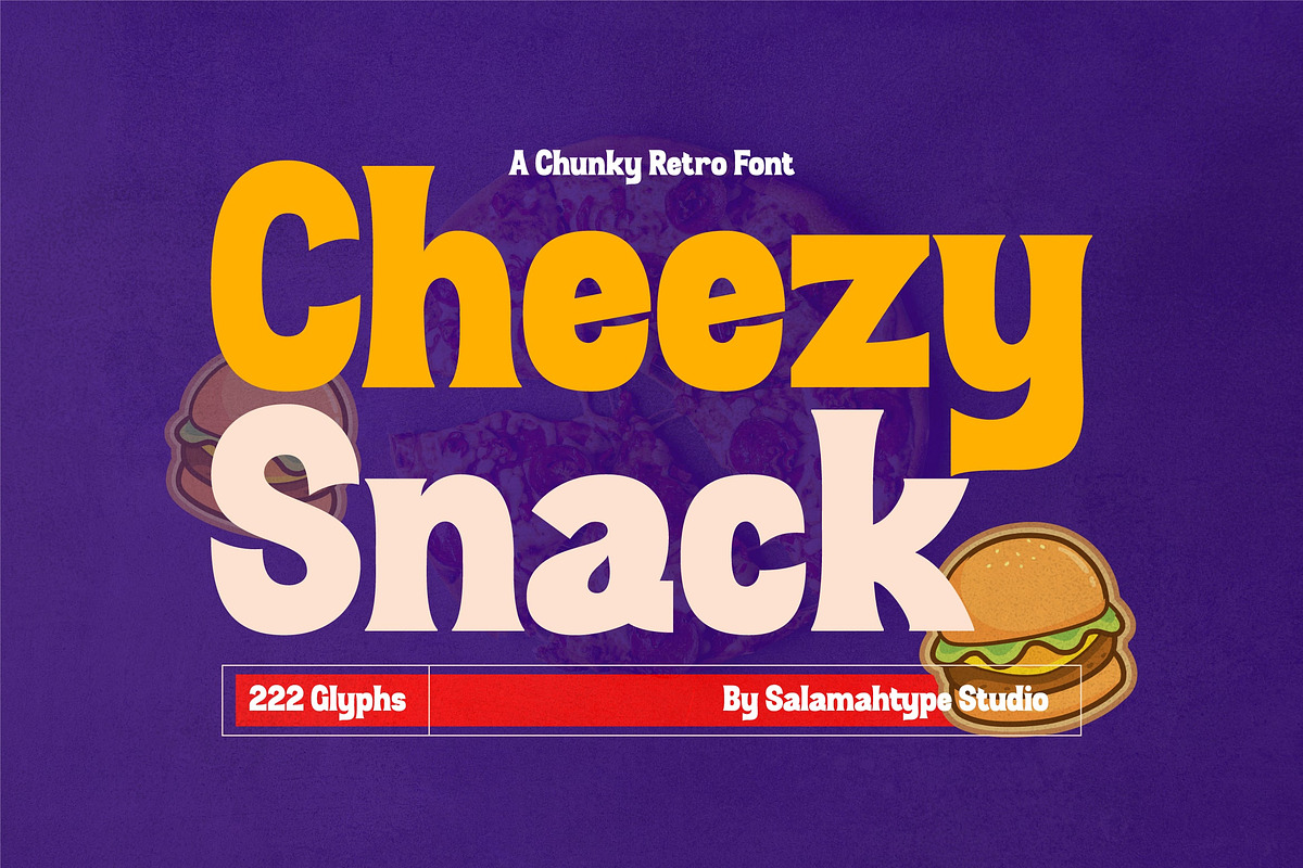 Cheezy Snack – Chunky Retro Font, a Serif Font by Salamahtype (Photo 1 of 8)