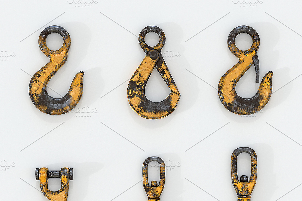 3D set of Used lifting crane hooks, an Object 3D Model by Vitamin (Photo 1 of 6)