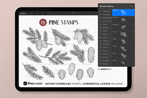 Pine Branch Procreate Brush Stamps