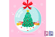 Flat Hanging Snow Globe, a Decorative Illustration by MISS CHATZ (Thumbnail 2 of 3)