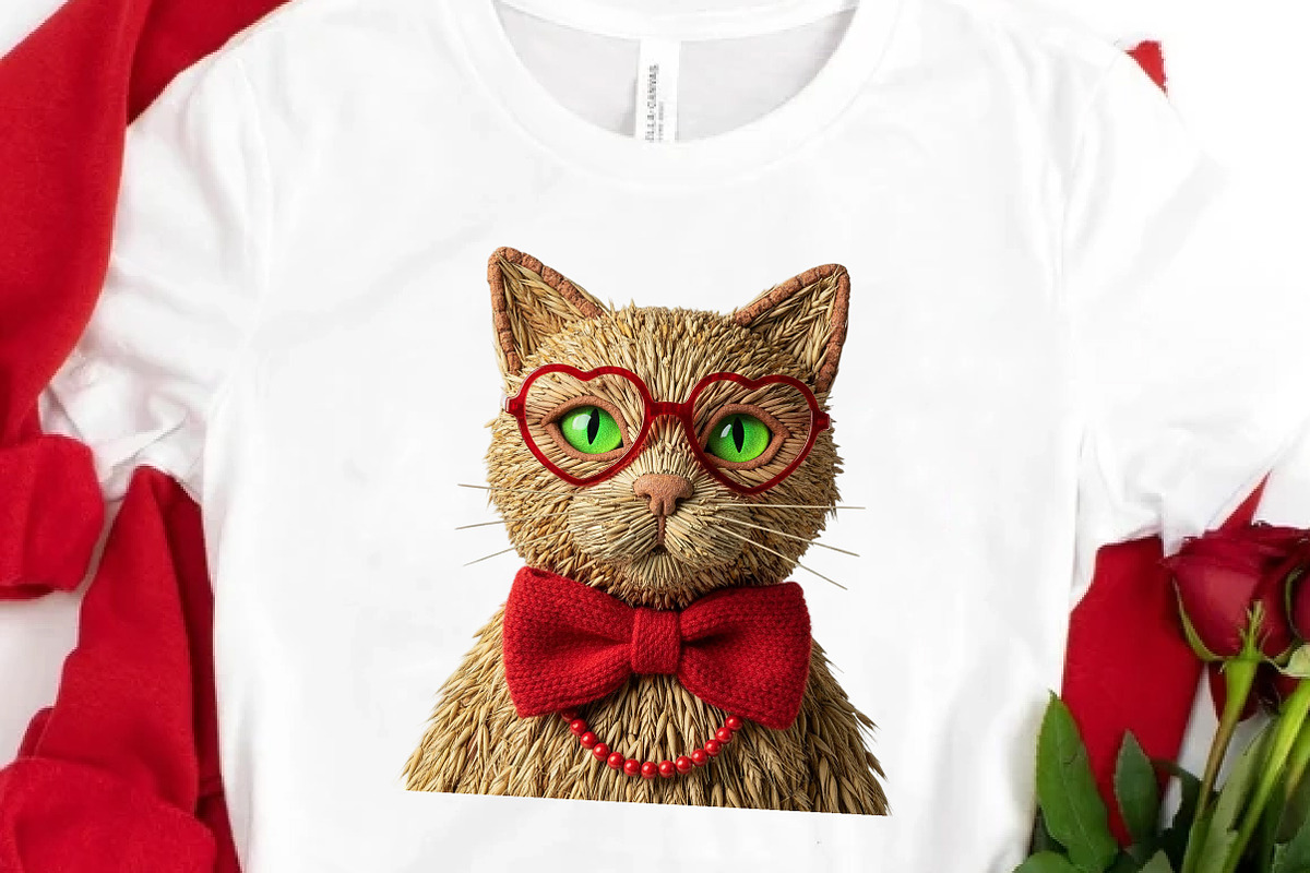 Yarn Crochet Cat Valentine's Day PNG, an Illustration by DreamCafeArt (Photo 2 of 8)