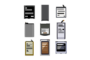mobile phone battery set cartoon, a Technology Illustration by pikepicture