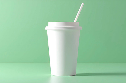 Mockup of a takeaway drink cup with, a Photo by LOGOCREATIVE