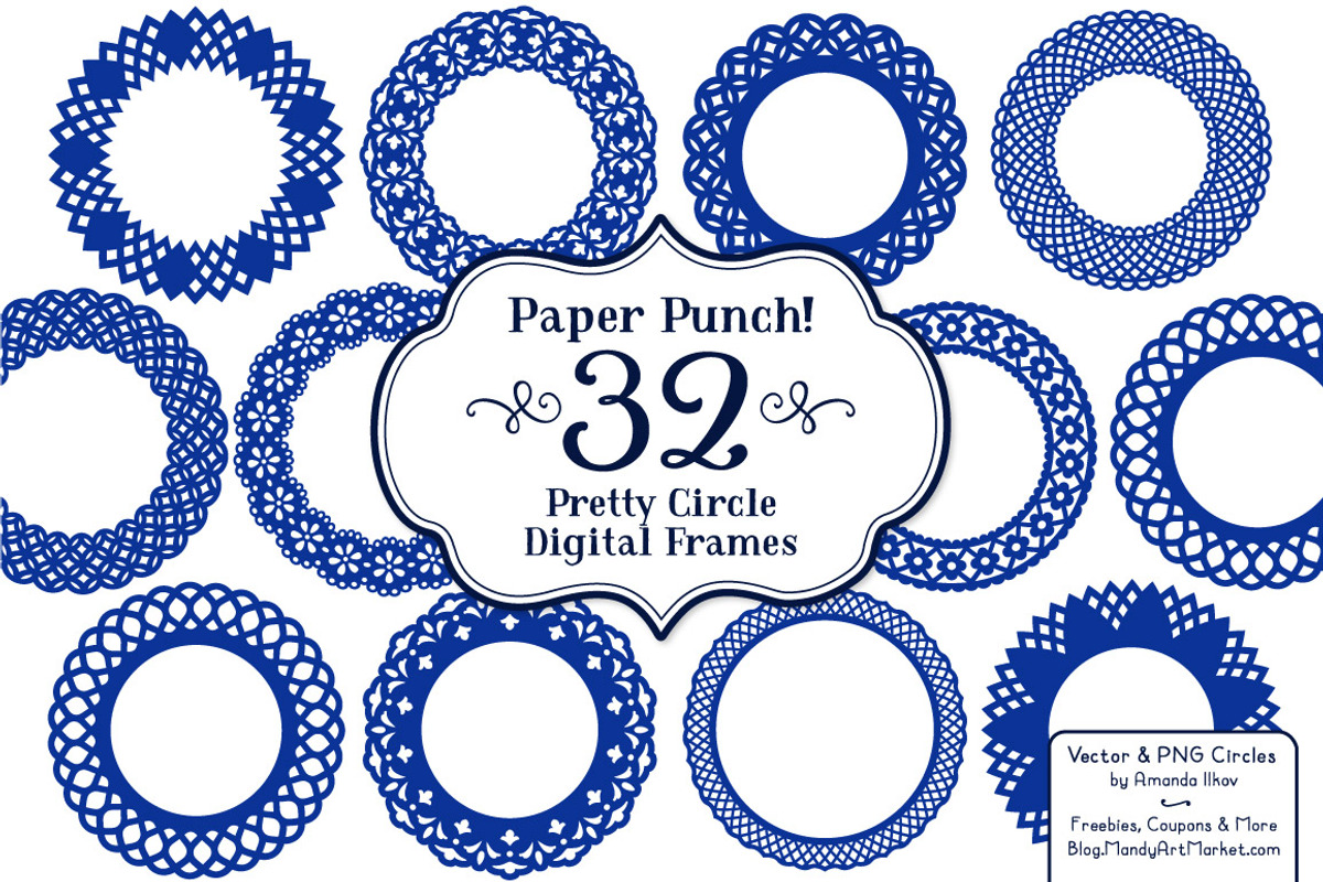 Royal Blue Lace Circle Frames, an Illustration by Amanda Ilkov (Photo 1 of 5)