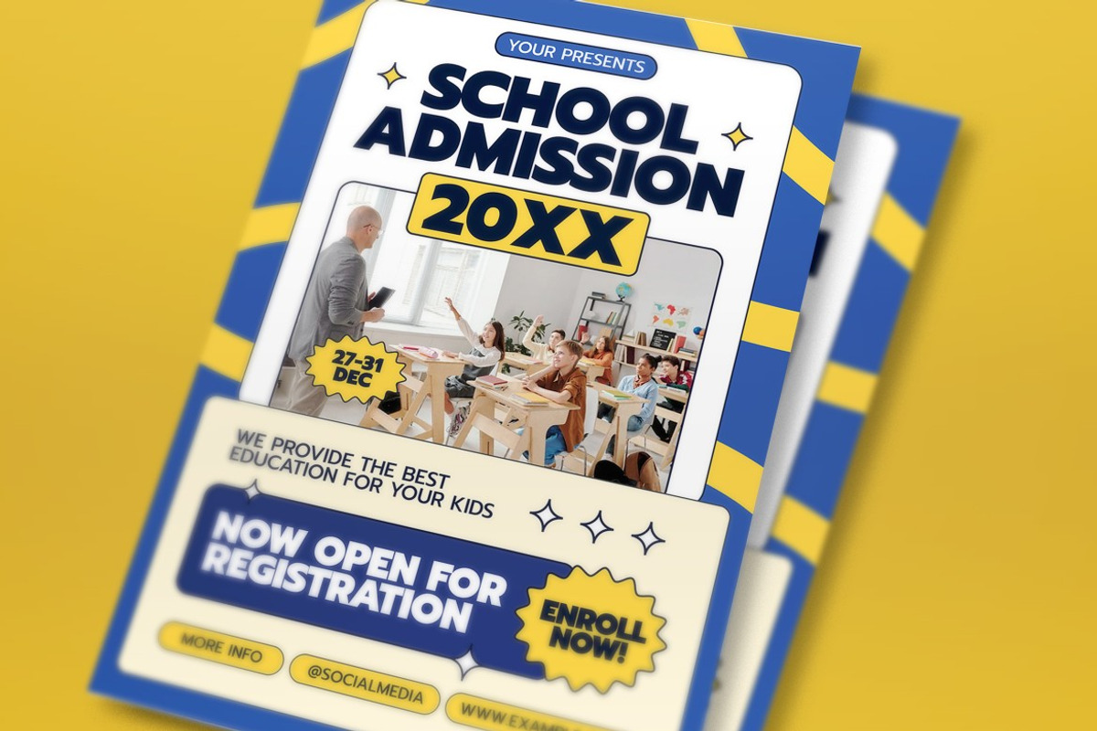 Blue School Admission Flyer Set, a Flyer Template by graphicook (Photo 2 of 3)
