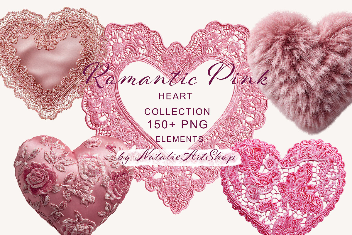 Pink Heart Frames & Elements, an Object Graphic by NatalieArtShop (Photo 8 of 8)