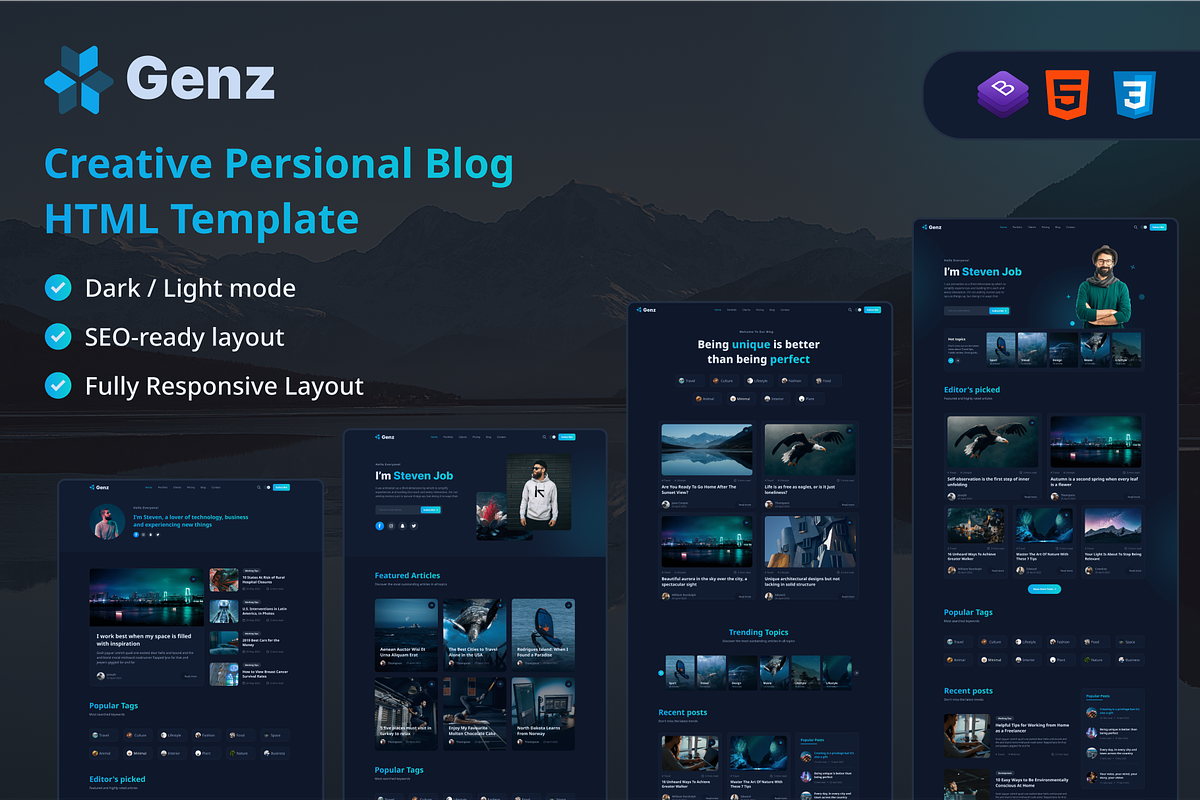 Genz - Creative Blog HTML Template, a HTML Template by AliThemes (Photo 1 of 5)