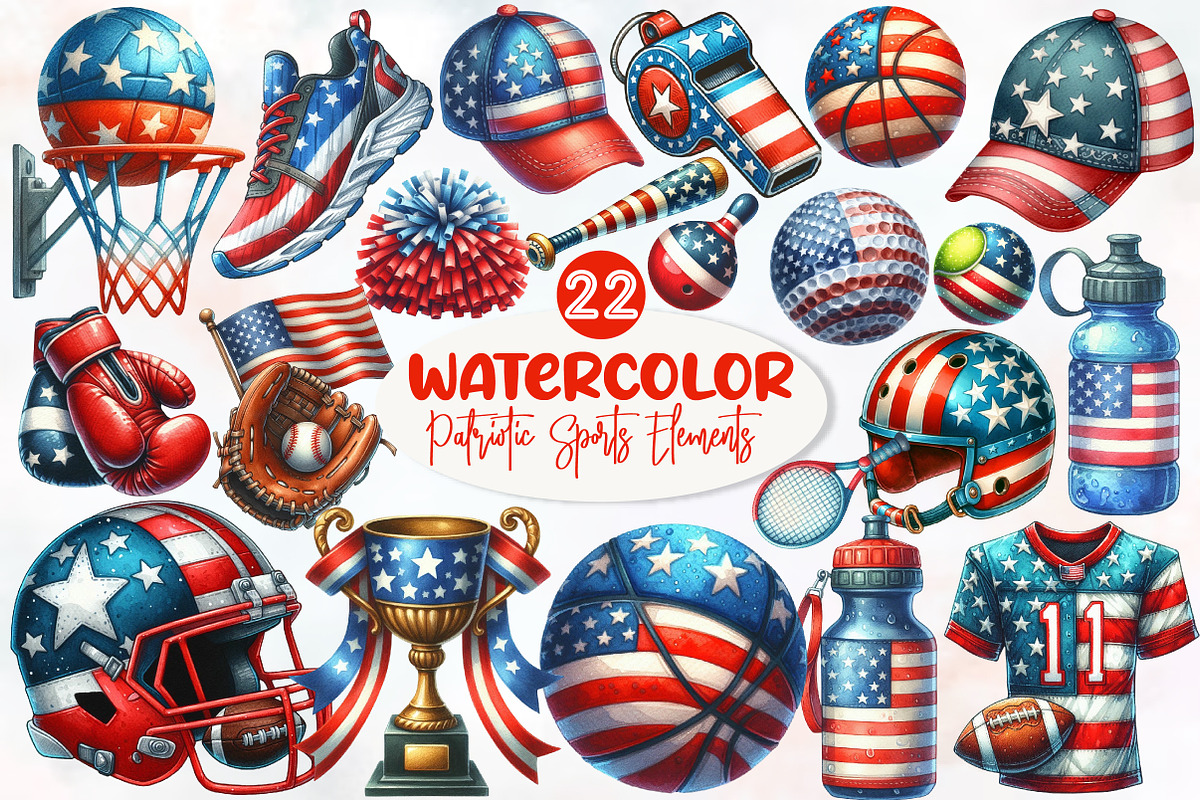 Patriotic Sports Elements Clipart, an Illustration by Designworld (Photo 1 of 6)
