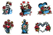 skeleton valentine bundle sublimatio, an Illustration by CreationArt (Thumbnail 4 of 5)
