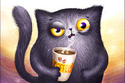 Cat with coffe cup. Morning mood, an Animal Illustration by Marysha Art (Thumbnail 2 of 2)