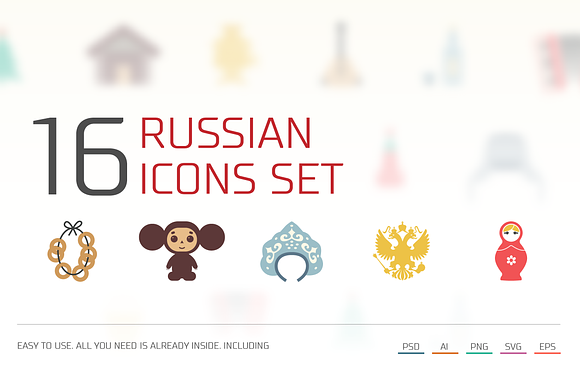 Russian Flat Icons Set