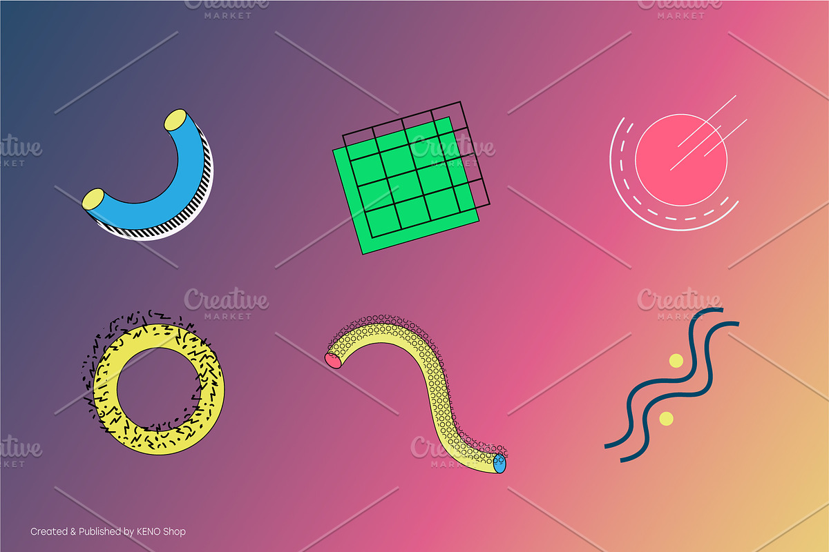 Collection of MEMPHIS elements, a Decorative Illustration by KENO Mascots (Photo 5 of 6)