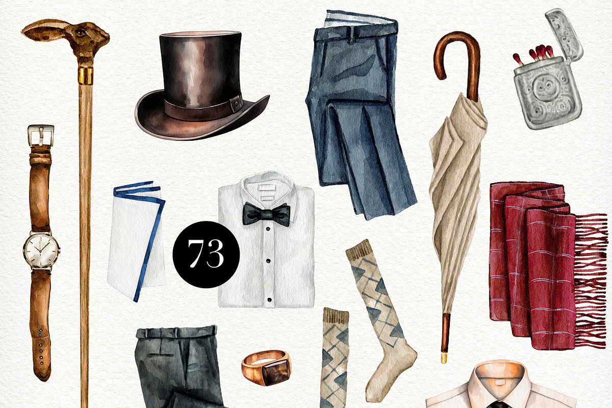Men's Aesthetics watercolor clipart, an Object Illustration by CrystalinaShop (Photo 7 of 7)