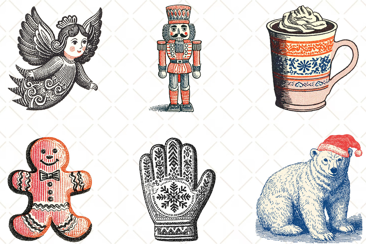 Christmas Doodle Sublimation Clipart, an Illustration by Black Bird Studio (Photo 3 of 6)