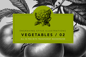 Vegetables in engraving style / 02