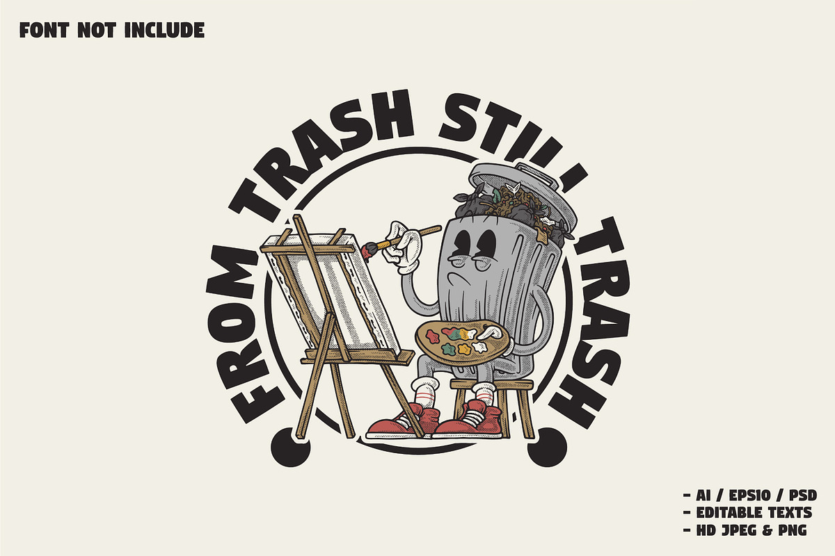 retro trash doing painting, a Branding & Logo Template by Judsart