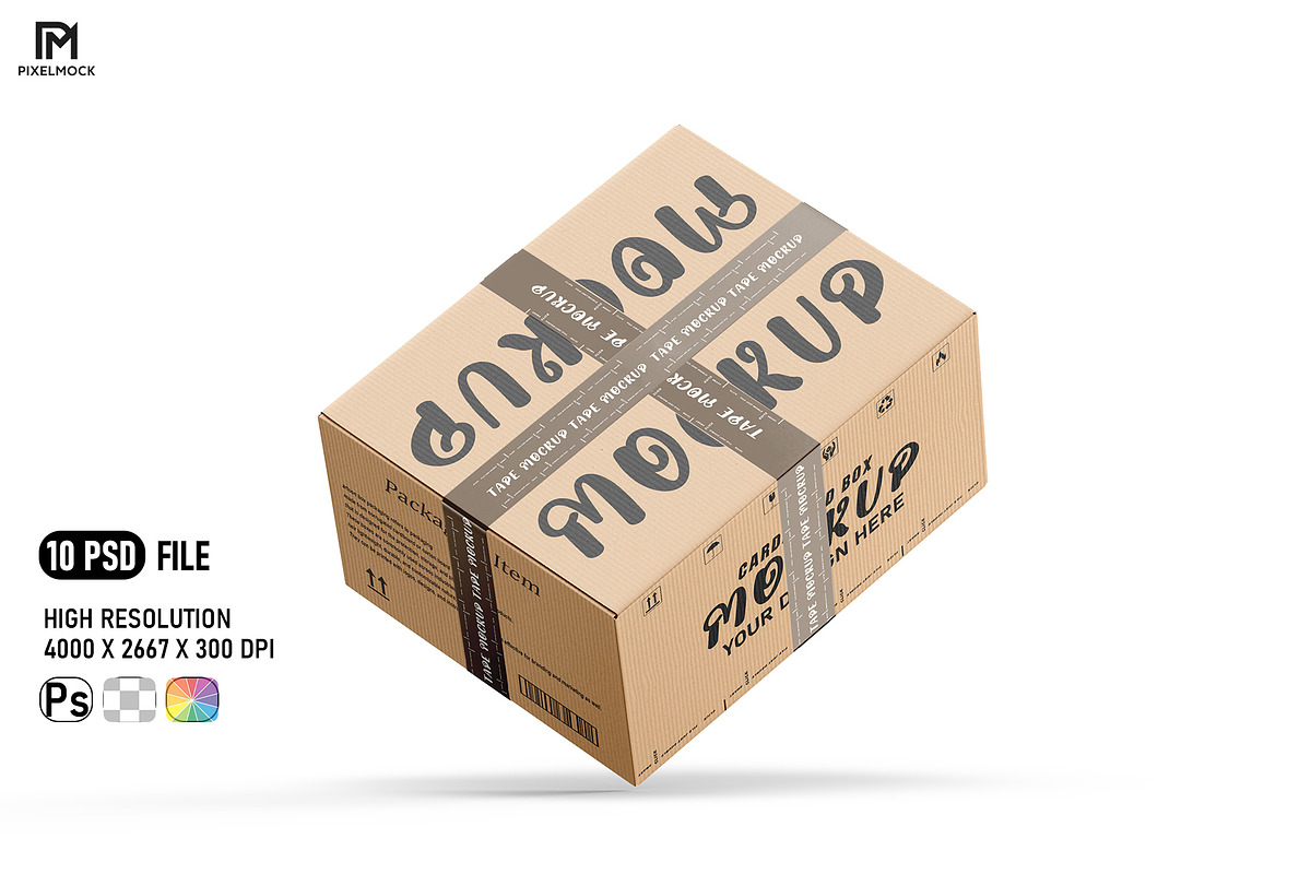 Corrugate Cardboard Shipping Box set, a Packaging Mockup by pixelmock (Photo 1 of 16)