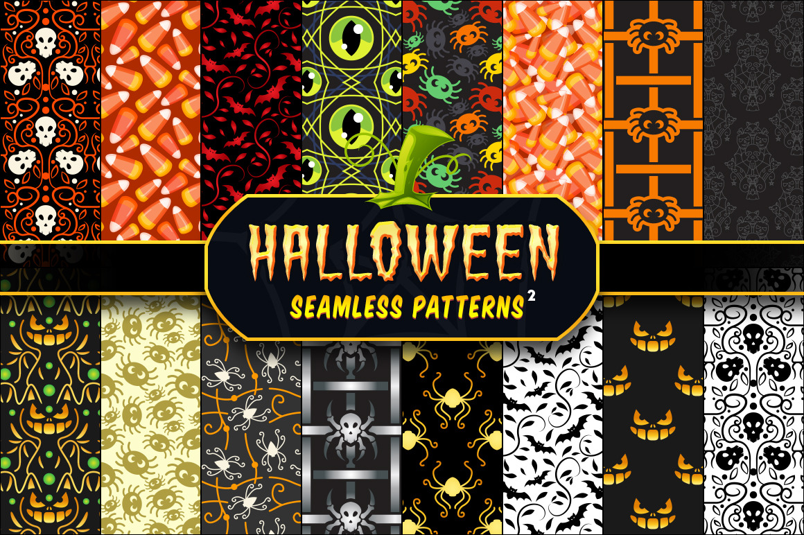 Halloween Seamless Patterns Set 2, a Pattern Graphic by pixaroma