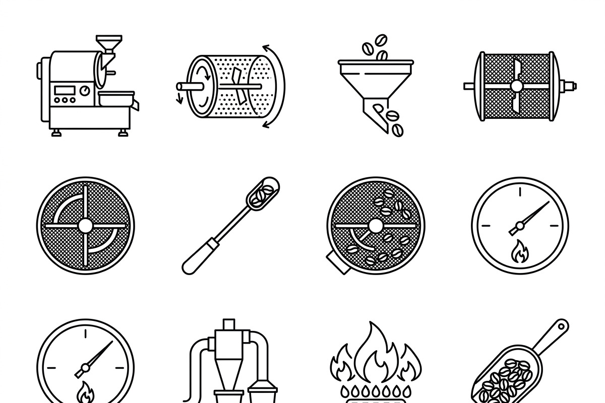 Bundles Set Coffee Roastery Icons, an Outline Icon by adenpinkstore (Photo 7 of 12)