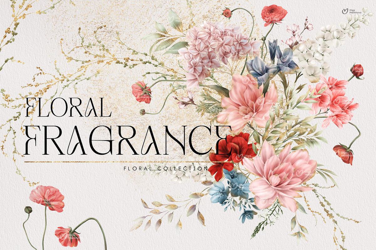 Floral Fragrance, watercolor flowers, a Texture Illustration by ollalya (Photo 1 of 15)
