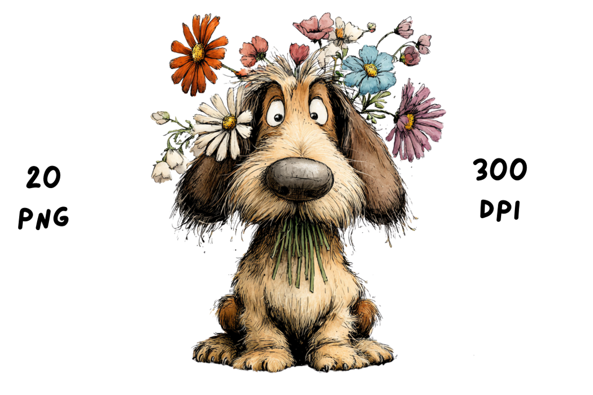 Whimsical Floral Dachshund, Cute Dog, an Animal Illustration by GiraffeCreative (Photo 5 of 20)