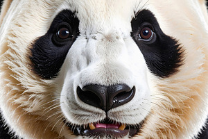 Panda with expressive face showing teeth and bright playful look, an Animal Photo by GoodGoods
