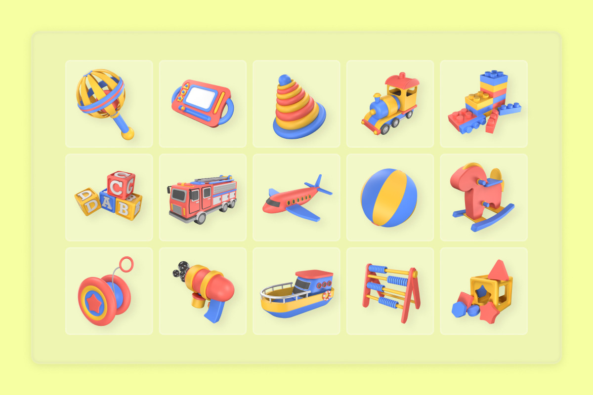 Kids Toys 3D Icon Set, an Object Illustration by twinstd (Photo 6 of 6)