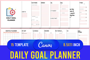 Editable Daily Goal Planner Canva