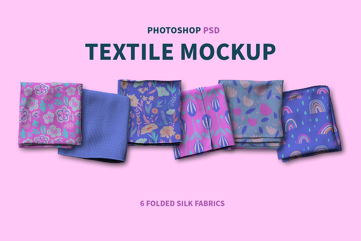 6 Folded Silks Textile Fabric Mockup, a Household Mockup by Mels Brushes