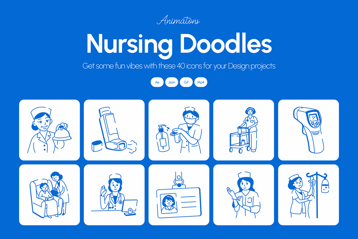 Animated Nursing Doodles Icons, an Outline Icon by Vectors Market (Photo 1 of 4)