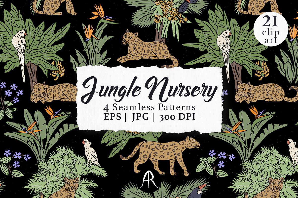 Jungle Wildlife Seamless Patterns, a Pattern Graphic by Rose Design (Photo 1 of 9)
