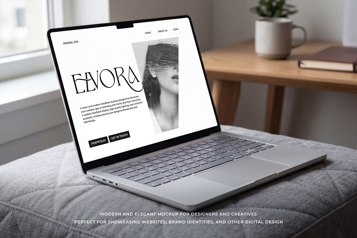 Elvora - Macbook Device Mockup, a Mac Mockup by Heinzel Std Mockup (Photo 5 of 6)