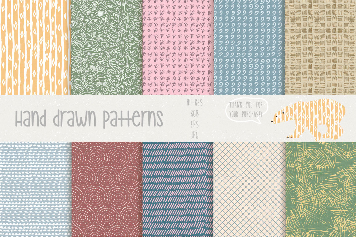 Hand drawn patterns #1 preview 5