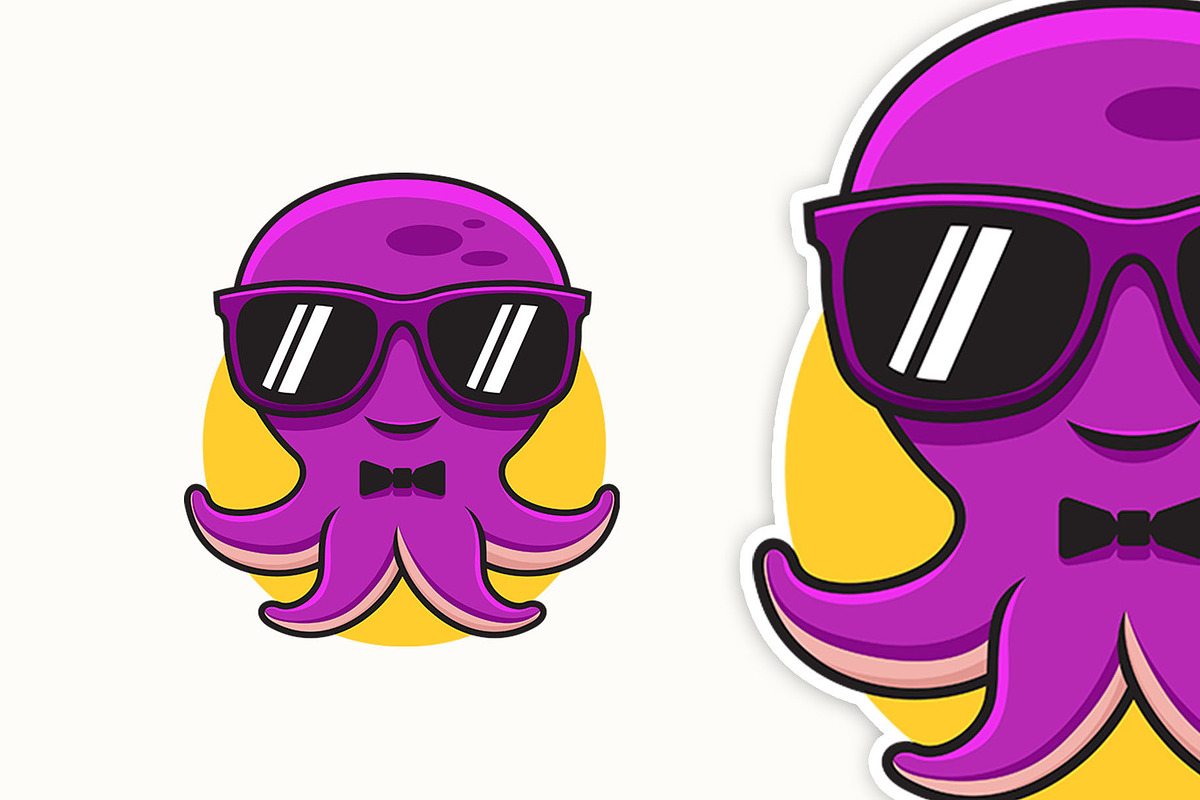 Cool Purple Octopus, a Poster Template by Gumrega Studio