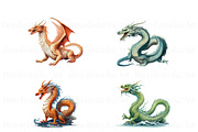 Chinese Dragon Clipart, Dragon PNG, an Animal Illustration by BrushstrokeArtGB (Thumbnail 3 of 9)