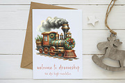 Christmas vintage steam train Clipar, an Illustration by CreationArt (Thumbnail 3 of 6)
