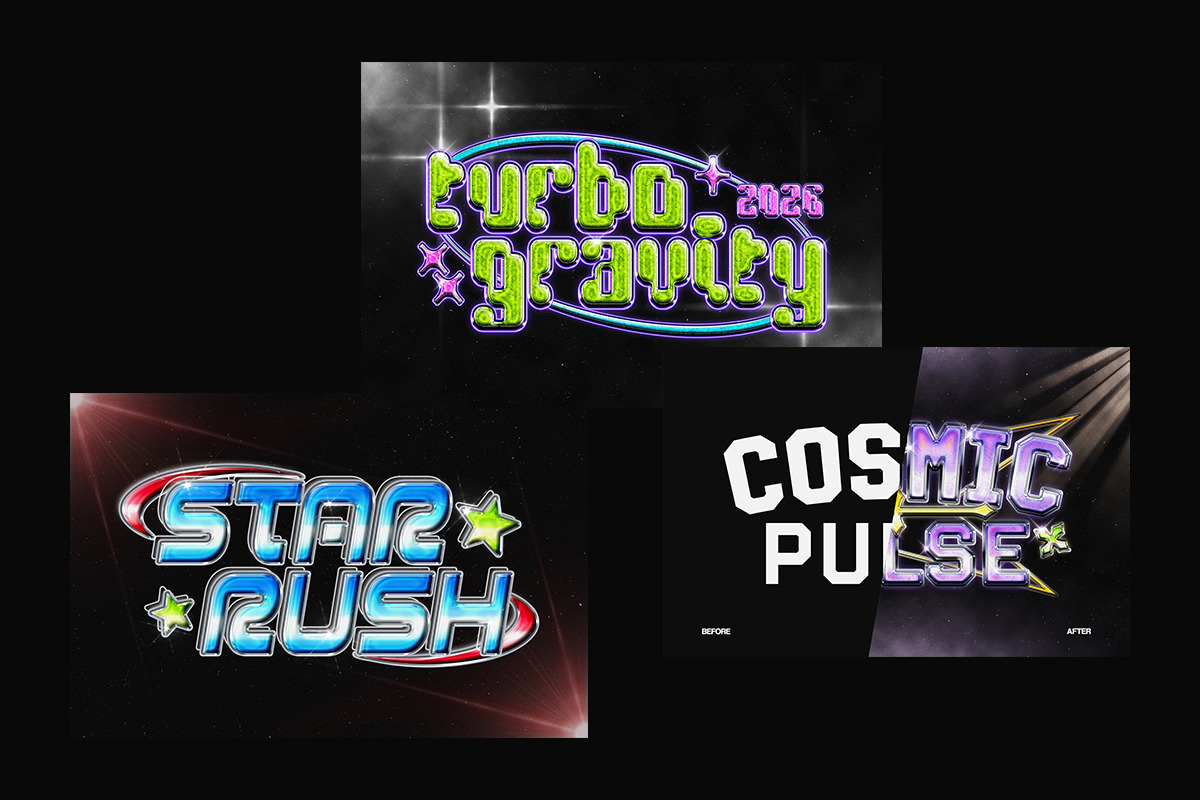 Y2K Futuristic Chrome Text Effect, a Layer Style Add-On by Matsero (Photo 2 of 4)