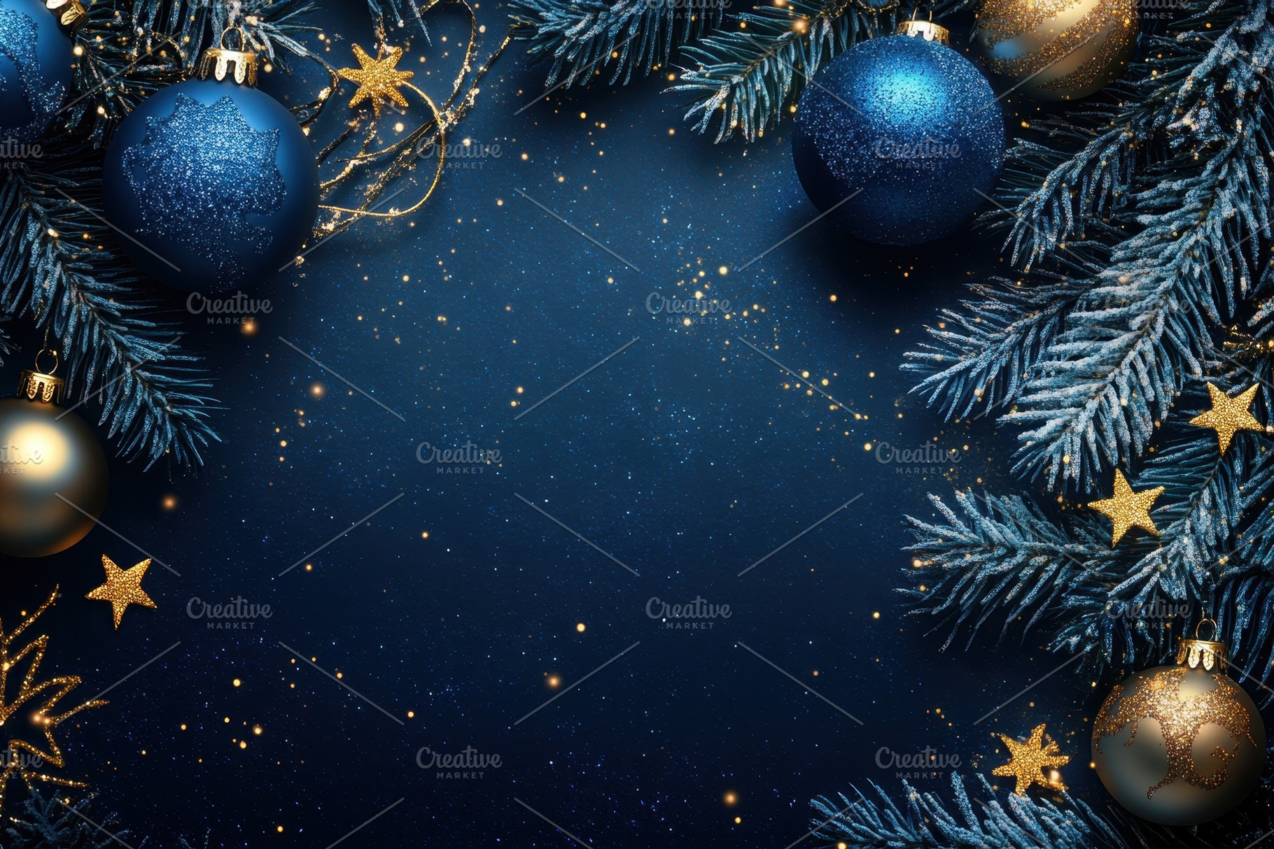 Winter magic awaits with blue bauble, a Photo by Pavel_design