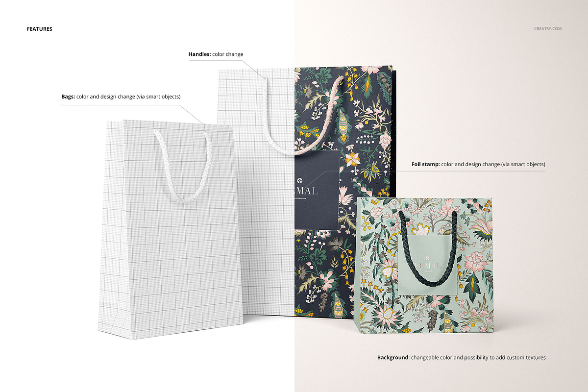 Paper Bags Mockup Set, a Packaging Mockup by creatsy5 (Photo 3 of 14)