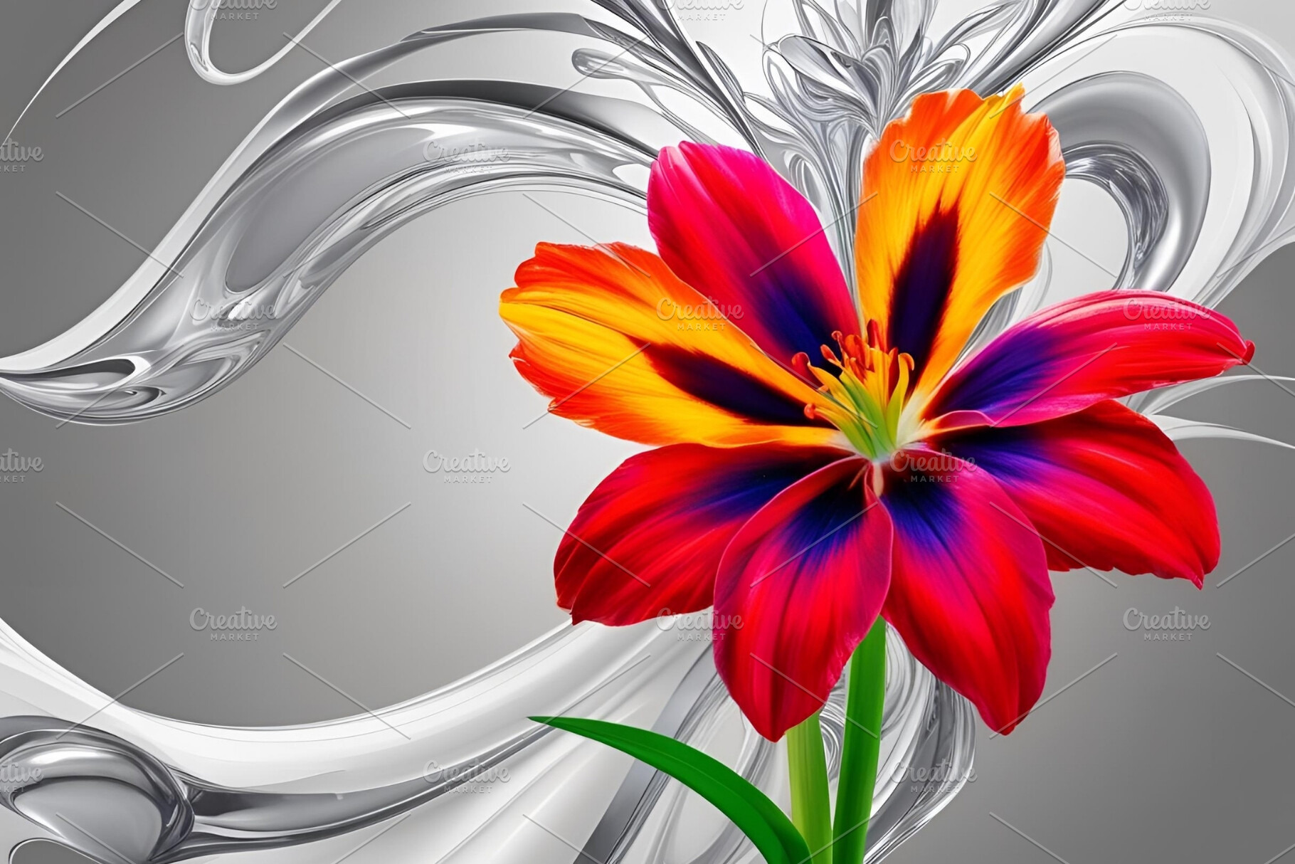 Flower illustration abstract floral, a Wallpaper Photo by ComfortQ