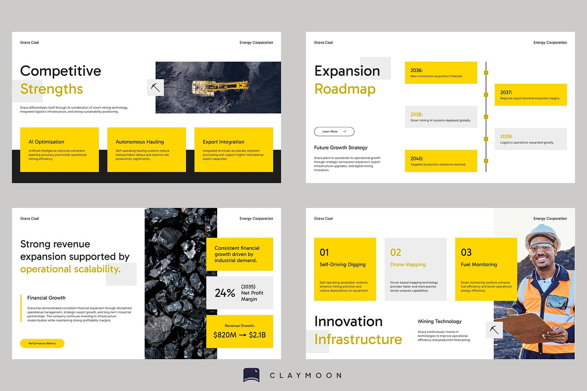 Grava Coal Mining Pitch Deck, a Presentation Template by Claymoon Lab (Photo 5 of 7)